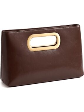 〽️ Women's Dark Brown Clutch Purses Magnetic Detachable Chain Evening Handbag